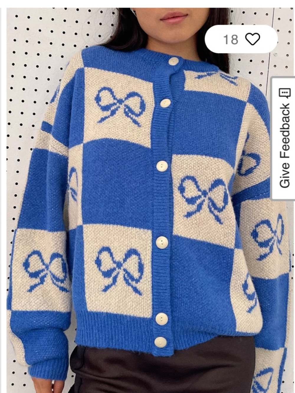 Lisa Says Gah Lauda Blue and Cream Bow-Pattern Button-Up size XS/S